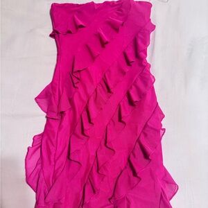 Oh Polly Fuchsia Ruffle Dress